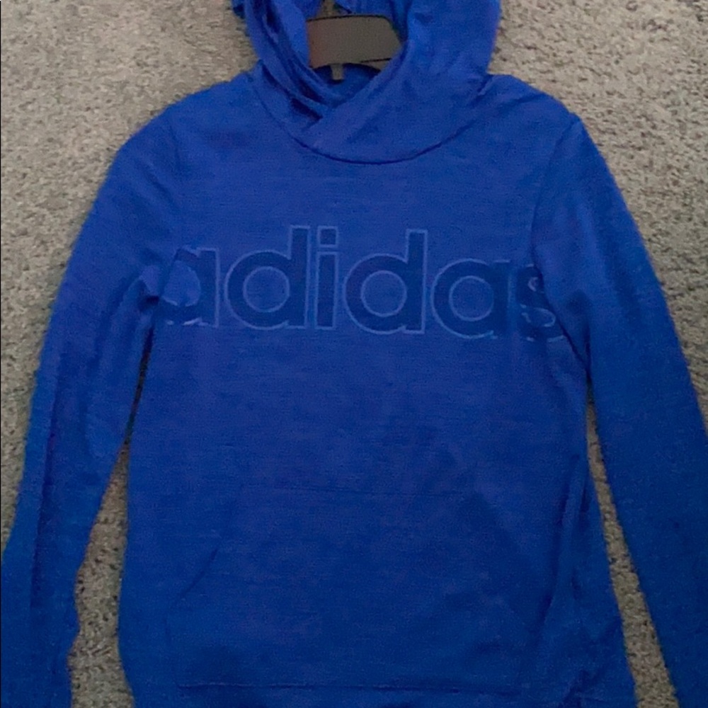 Girls blue Adidas hoodie. Made for sportswear!